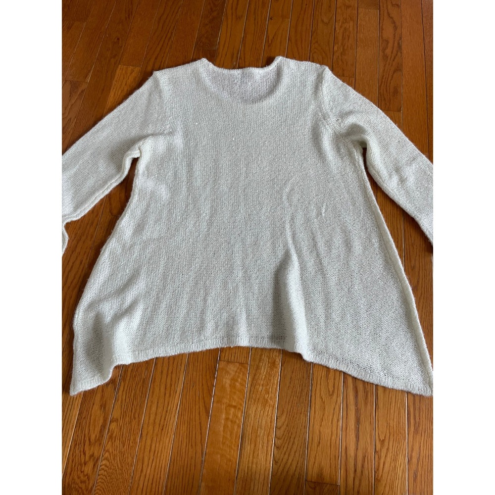 Anne Klein Sweater Womens XL Off White Lagenlook Knitted Tunic Sequins Pullover - Picture 6 of 9